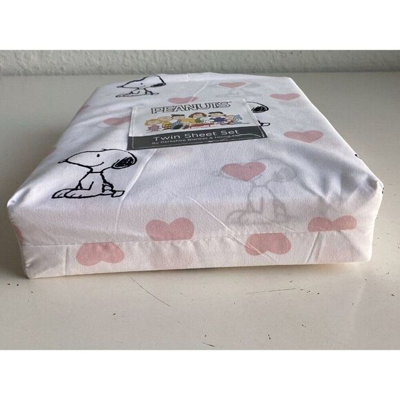 3 Pc Peanuts Snoopy Pink Hearts Valentines Day TWIN Size Sheet Set Soft NEW - Picture 12 of 12